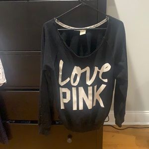 Vintage pink Victoria secret black sweatshirt